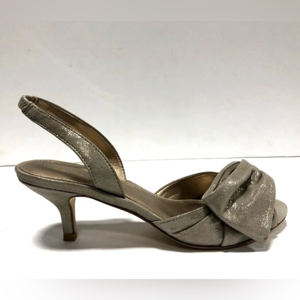 Pelle Moda Lovi Womens Heels Dark Taupe Shimmer Suede 6 M